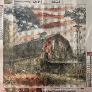 37-8. American Flag Barn Diamond Painting Kit